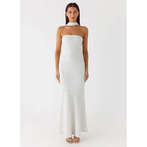 Size 14: White Polka Dot Pagoda Maxi
