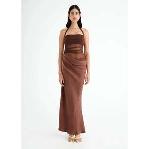Size 14: Chocolate Gina Halter Maxi