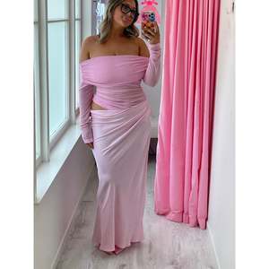 Pink Yasmin Off Shoulder Maxi