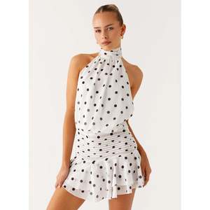 Size 16: White Polka Dot Willow Chiffon Mini