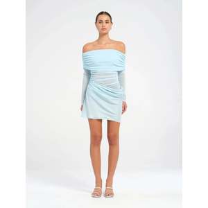 Baby Blue Luca Off Shoulder Mini
