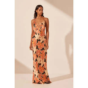 Size 18: Rosa Silk Plunged Double Strap Maxi - 18