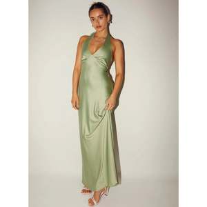 Size 20: Sage Heavy Hearted Satin Maxi