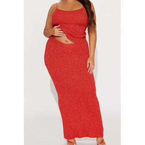 Size 18 20: Red Maxine Knit Sequin Set - 2X