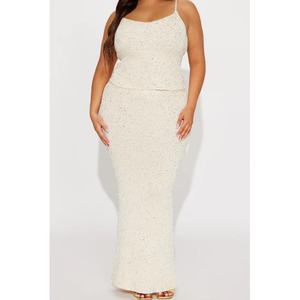 Size 18 20: Ivory Maxine Knit Sequin Set - 2X