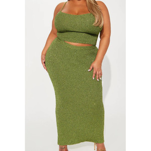 Size 20 22: Green Maxine Knit Sequin Set - 3X