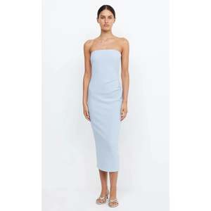 Bump Friendly: Dusty Blue Be Mine Strapless Midi - 18