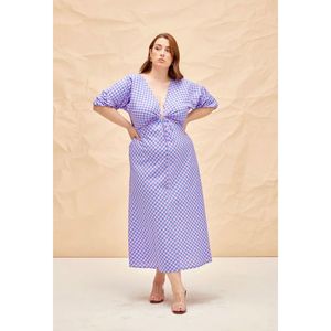 Pink Blue Gingham Donovan Tie Midi - 16