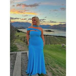 Size 14: Bleu Fiesta Off Shoulder Maxi