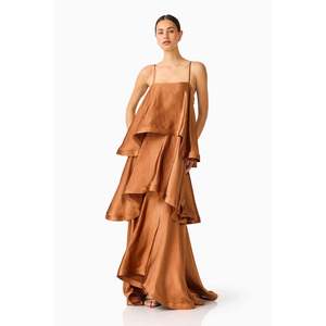 Size 16: Toffee Brown Tilly Tiered Maxi