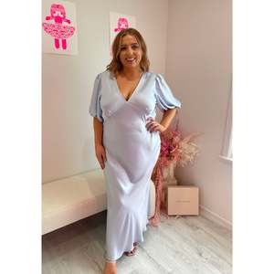 Size 18: Blue Uma Satin Maxi