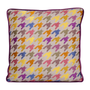 Yellow Cushions: Embroidered Houndstooth Cushion