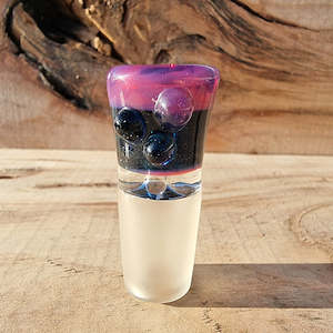 Glass Slides: AKLBackyard - Two Tone - Molten Aura Telemagenta & Heavy Blue StarDust - Single Hole - Glass Bowl - 18mm