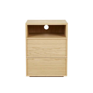 Bedroom: Marcel Bedside Open Two Drawer Natural