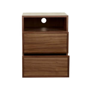Marcel Bedside Open Two Drawer Walnut
