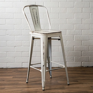 Replica Tolix Barstool Matte Galvanised White
