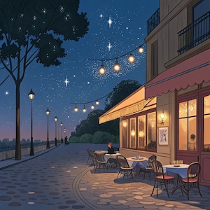 Canvas Café Terrace at night
