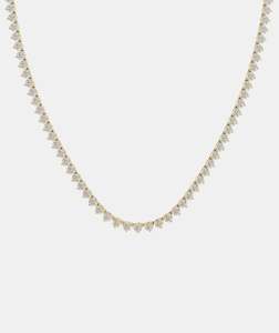 Classic Three Claw Diamond Tennis Necklace, Lab Grown