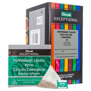 Exceptional Peppermint Leaves with Ceylon Cinnamon 50 Enveloped Tea Bags