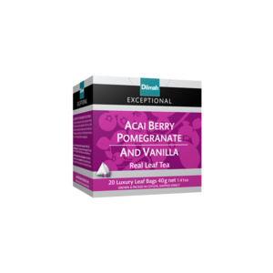 EXCEPTIONAL Acai Berry, Pomegranate and Vanilla Tea 20 Pyramid Tea Bags