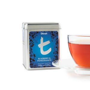 T Series Designer Gourmet Teas: t-series Tin Caddy Blueberry & Pomegranate Black Tea 100g Loose Leaf Tea