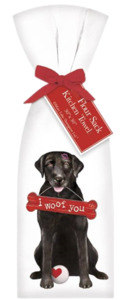 Around The House: Black Lab I Woof You Kitchen Towel