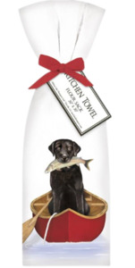 Around The House: Black Lab Gone Fishing Kitchen Towel