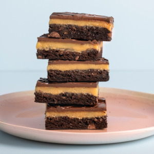 Gluten Free Salted Caramel Brownie Slab Slice