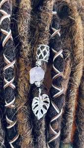 Dread Beads: Monstera pendant bead with Amethyst