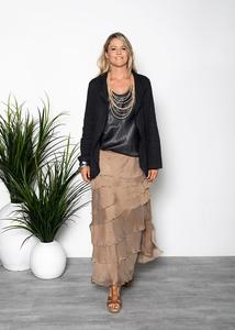 Women's Natural Silk Tiered Skirt The Dressing Room NZ