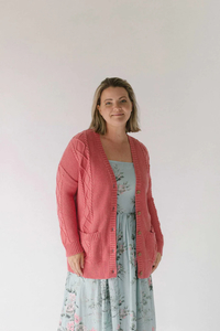 Products: Charli Cardigan in Coral organic cotton - The Dressing Room NZ