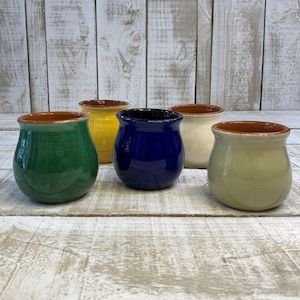 Spanish Terracotta: Spanish Terracotta Coloured Small Pots - 5 colours
