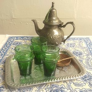 Moroccan Accessories: Moroccan Stamped Metal Tray - Rectangular - 4 Sizes