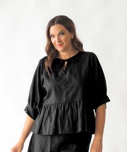 The Tie Front Blouse - BLACK EDIT