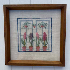 Completed Stitchwork Samples: Hibiscus in Window