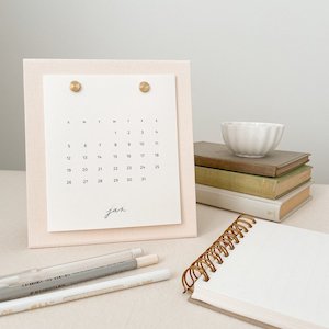 Products: 2025 Standing Desk Calendar Linen Stand - The Ess Letter