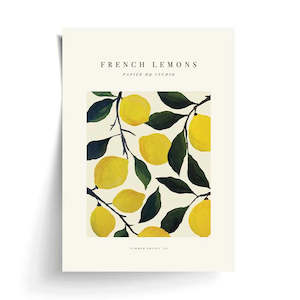 Decor: French Lemons Black A3 Print