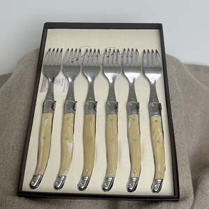 Set of 6 Table Forks Light Horn