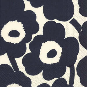 Dining: Marimekko Unikko Dark Blue - COCKTAIL Napkin