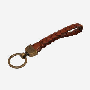 Homewares: Leather Key Ring - Tan with Brass