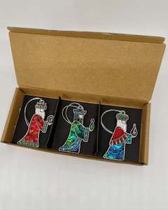 NZ Christmas Decoration - Three Paua Kings - Boxed Set