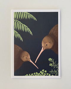 Gift Wrapping Services: Kiwi Pair Greeting Card - By Artist Cathy Hansby