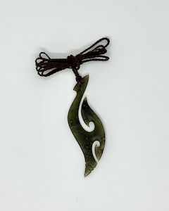 Greenstone Pounamu: Fish Hook with Koru - Greenstone - Pounamu