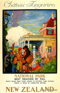 Vintage NZ Tourism Prints - Chateau Tongariro