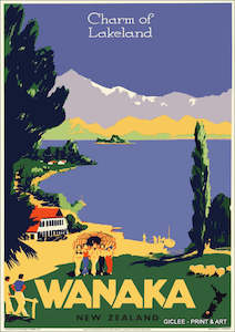 Nz Retro Prints: Vintage NZ Tourism Prints - Wanaka