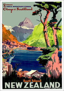 Nz Retro Prints: Vintage NZ Tourism Prints - Otago South island