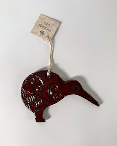 Christmas Decorations: Wall Hanging Ceramic Kiwi Red