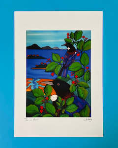 Jo May Design: Art Print by Jo May - Tui in Puriri