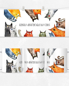 Novelty Mugs: Mug - Distracted by Cats