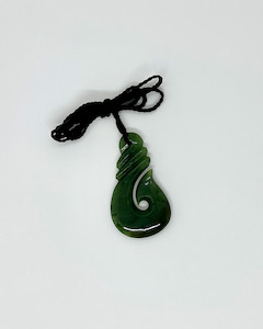 Greenstone Pounamu: Hei Matau - Ribbed Fish Hook  - Greenstone - Pounamu